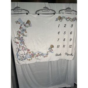 Baby Milestone Blanket Bunny Floral Design monthly grow photo prop. newborn soft